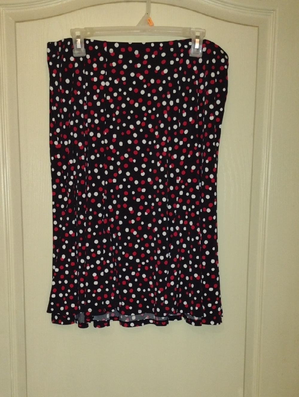 Black Polka Dot A-Line Skirt with Red and White Dots